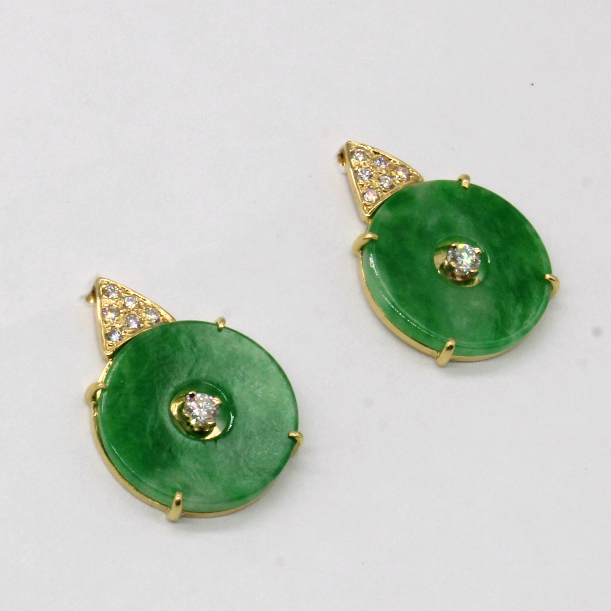 Jadeite & Diamond Earrings | 5.00ctw, 0.26ctw |