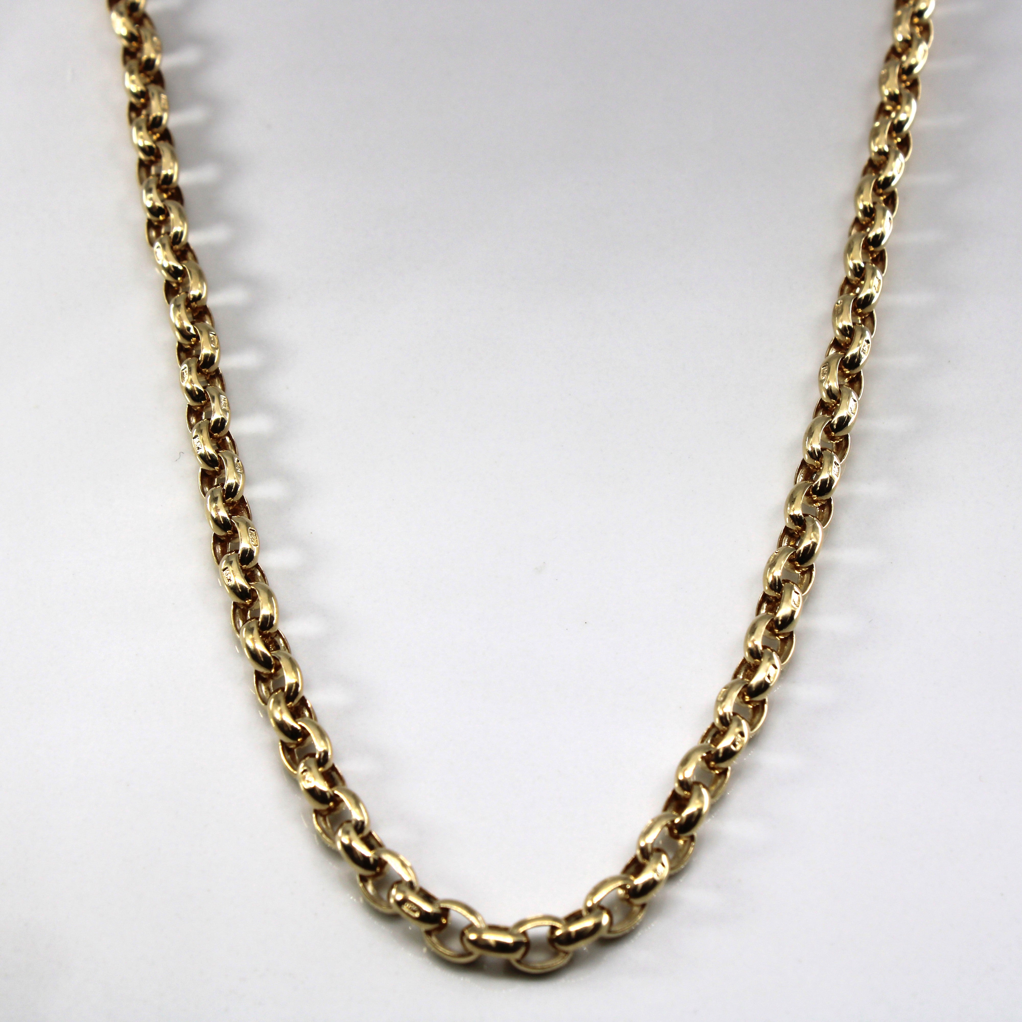Chaîne de montre Rolo en or jaune 10 carats d'inspiration vintage | 20" |