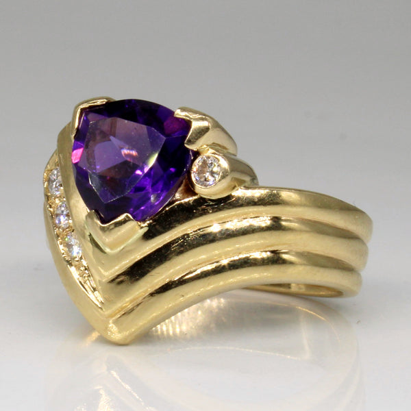Amethyst & Diamond Cocktail Ring | 1.60ct, 0.09ct | SZ 6.5 | *review*