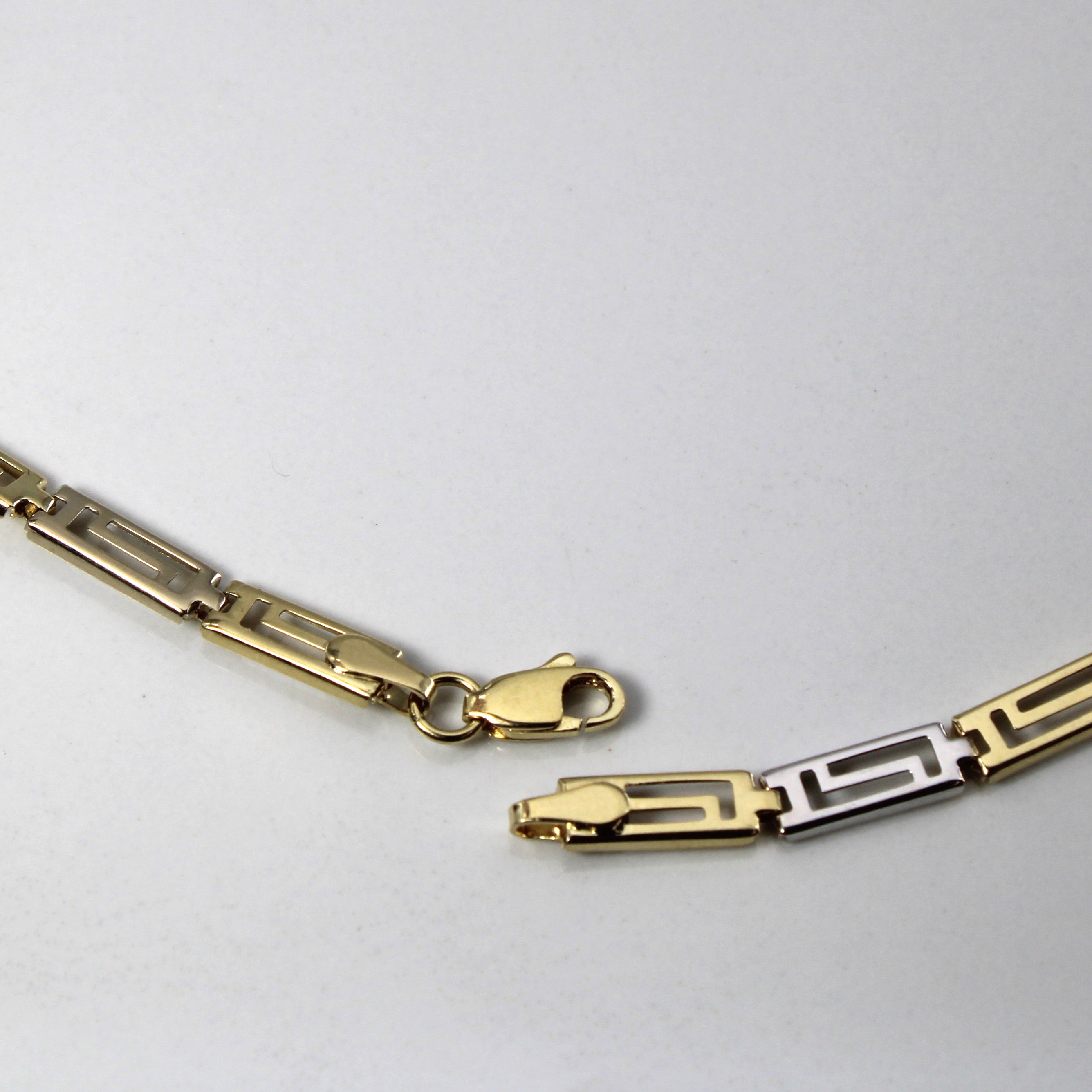 14k Geometrical Design Two Tone Gold Necklace | 17"|