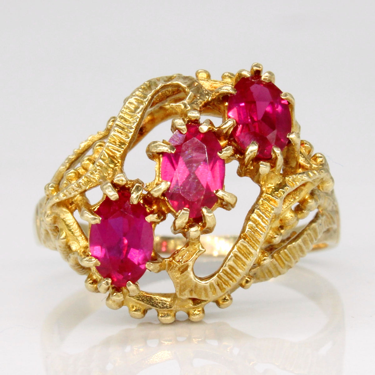 Synthetic Ruby Waterfall Ring | 1.35ctw | SZ 9.5