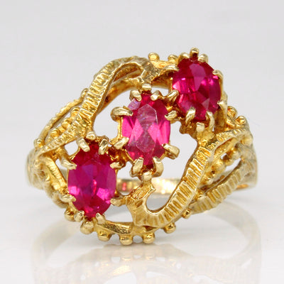 Synthetic Ruby Waterfall Ring | 1.35ctw | SZ 9.5 |