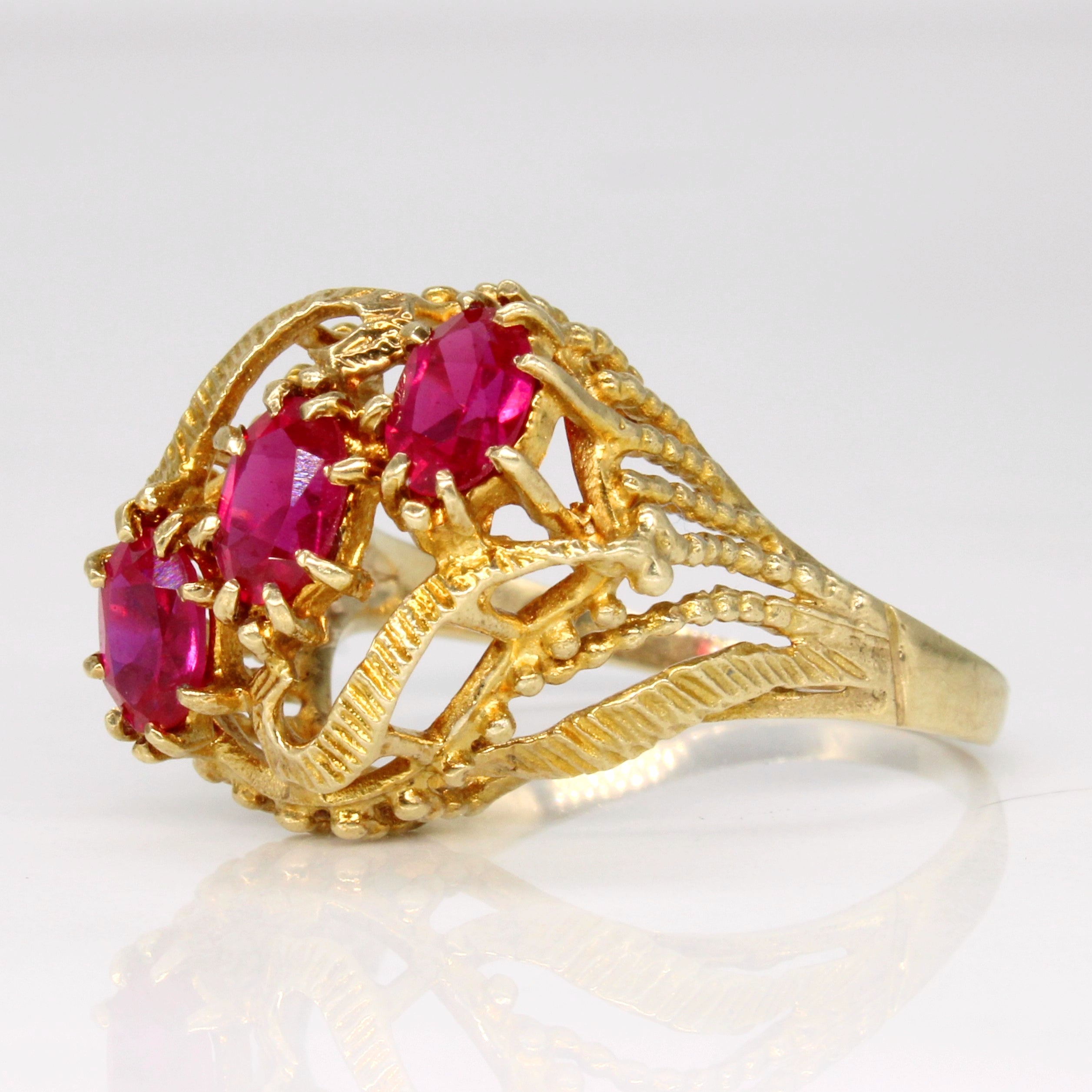 Synthetic Ruby Waterfall Ring | 1.35ctw | SZ 9.5 |