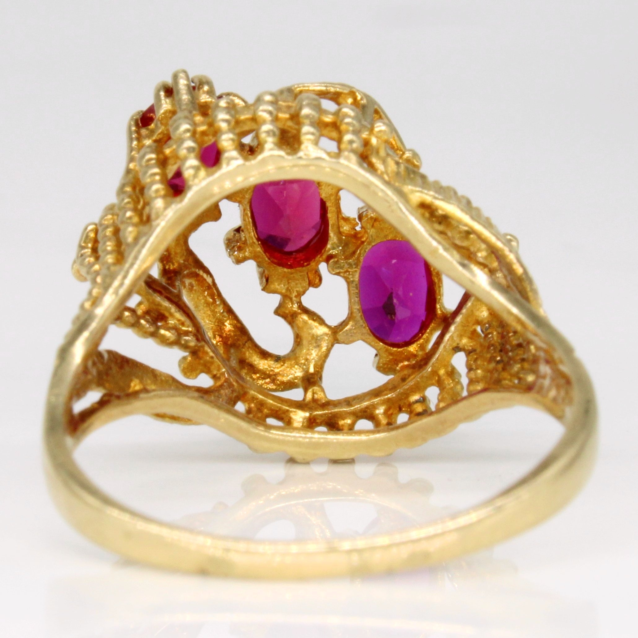 Synthetic Ruby Waterfall Ring | 1.35ctw | SZ 9.5 |