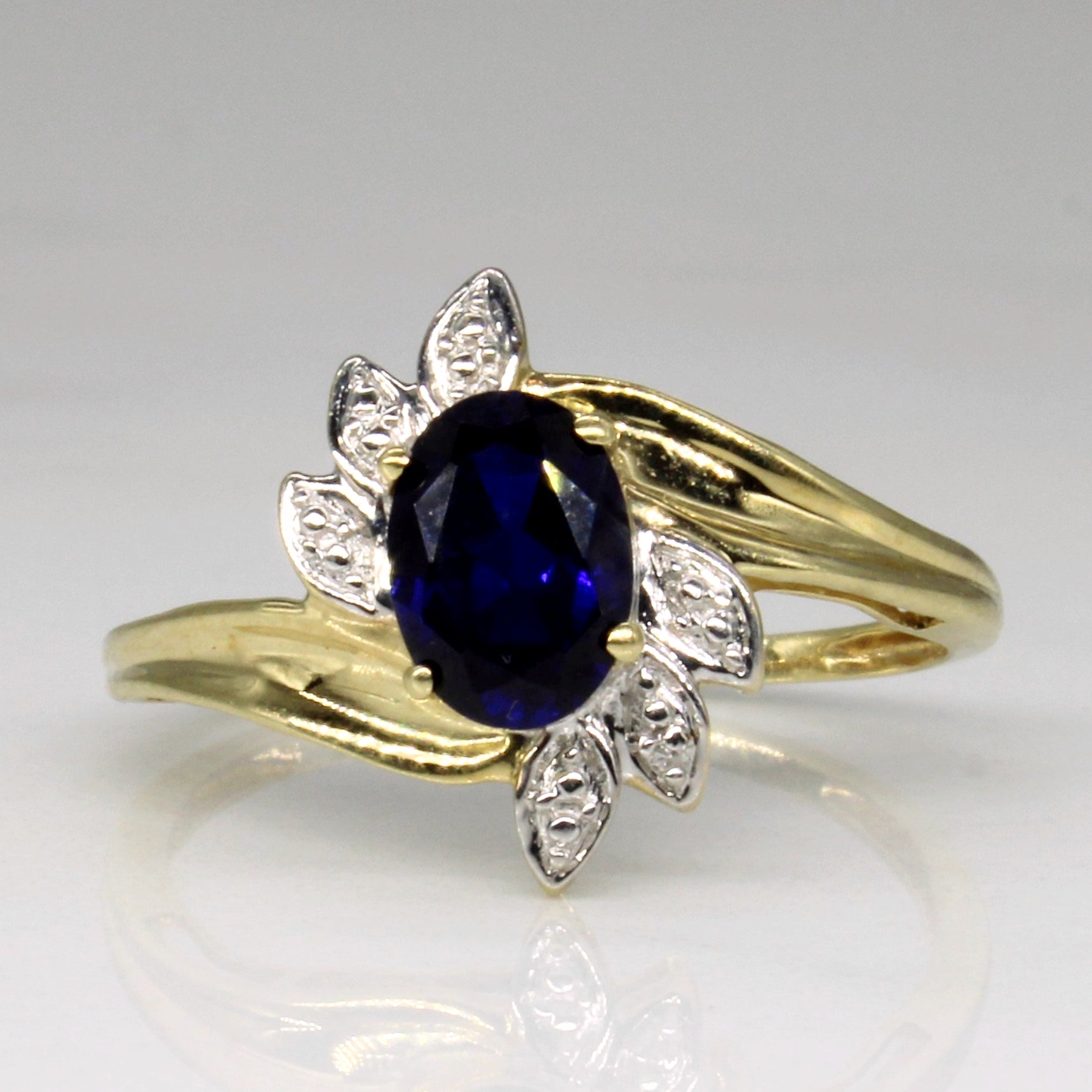 Synthetic Sapphire & Diamond Cocktail Ring | 0.95ct, 0.02ctw | SZ 7 |