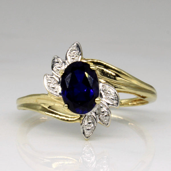 Synthetic Sapphire & Diamond Cocktail Ring | 0.95ct, 0.02ctw | SZ 7 |