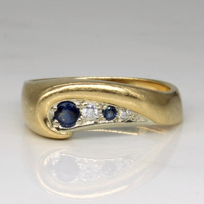 Sapphire & Diamond Abstract Ring | 0.11ctw, 0.03ctw | SZ 6.5 |