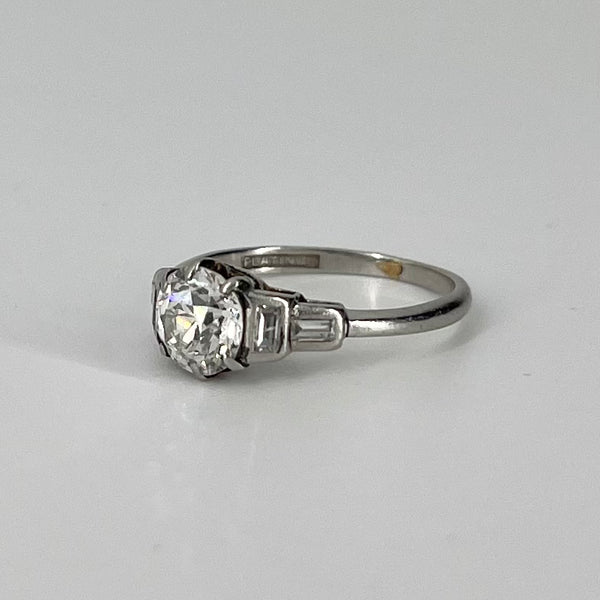 Art Deco Platinum Engagement Ring with Old European Cut Diamond | 1.19 ctw VS2 G/H | SZ 5.5