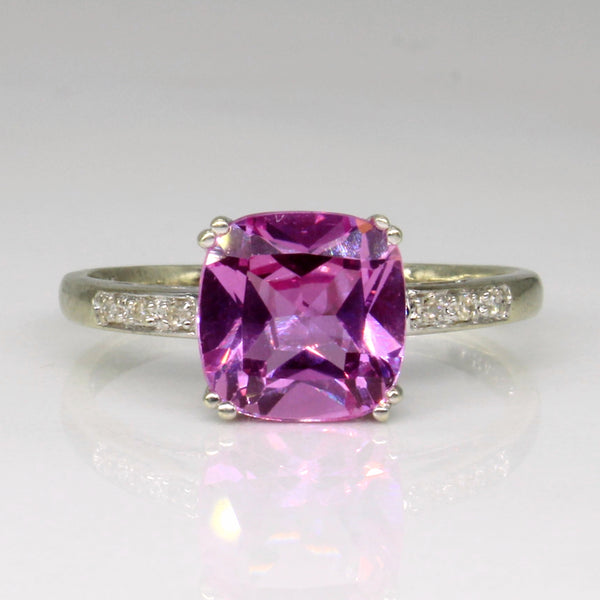 Synthetic Pink Sapphire & Diamond Cocktail Ring | 2.10ct, 0.02ctw | SZ 7 |