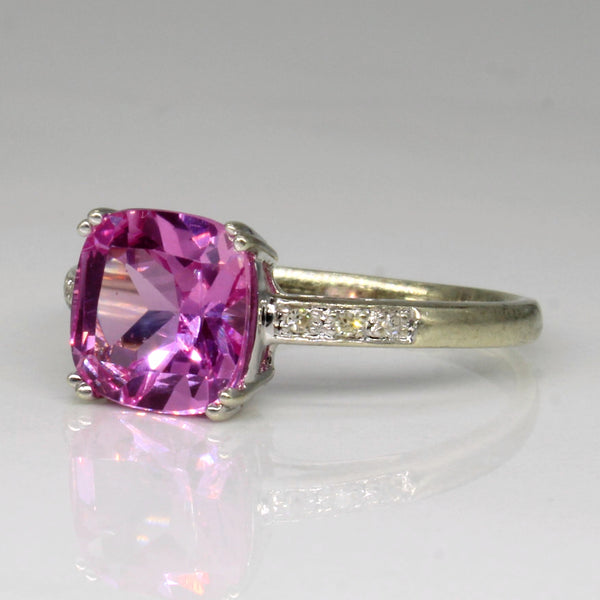 Synthetic Pink Sapphire & Diamond Cocktail Ring | 2.10ct, 0.02ctw | SZ 7 |