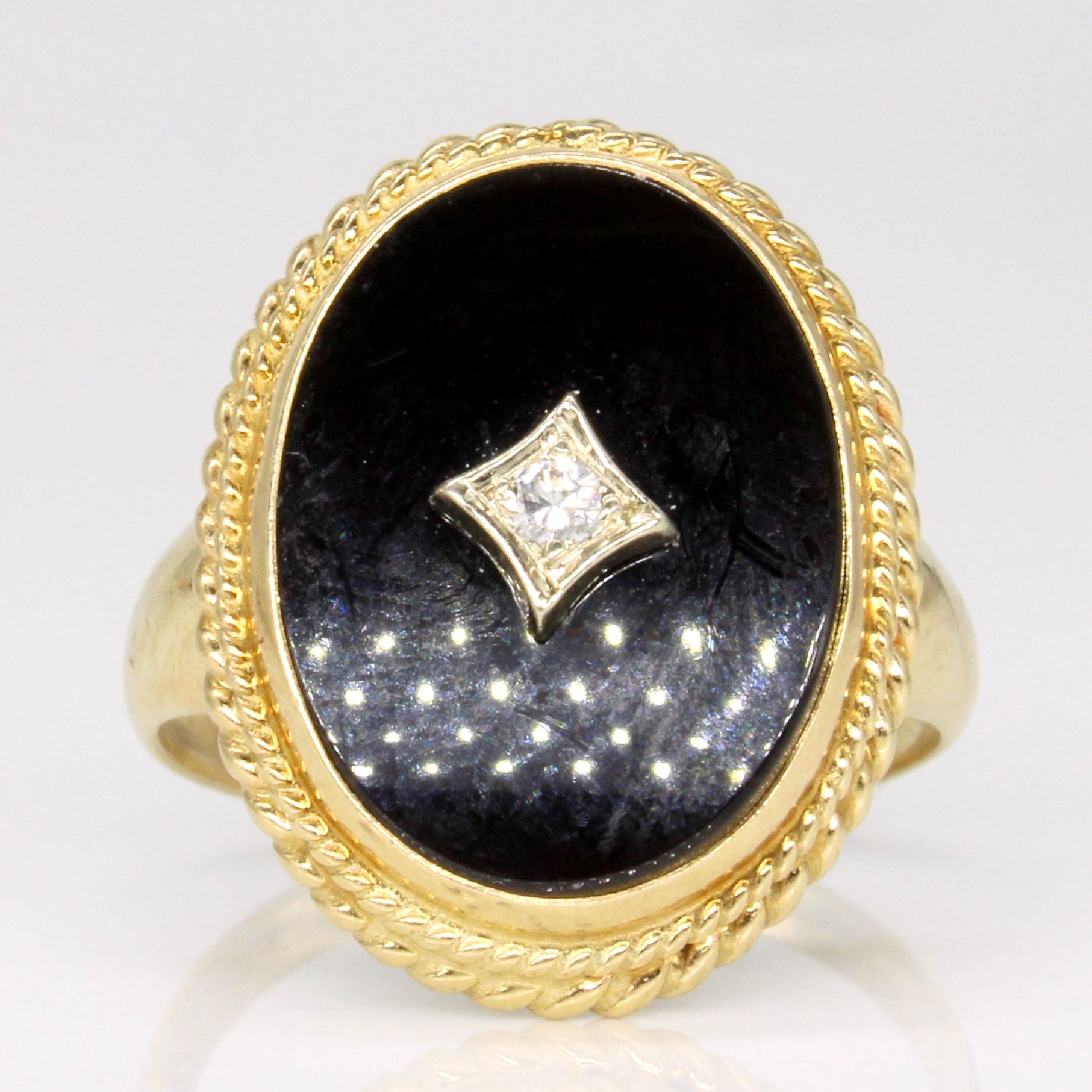Onyx & Diamond Cocktail Ring | 2.60ct, 0.03ct | SZ 5.75 |
