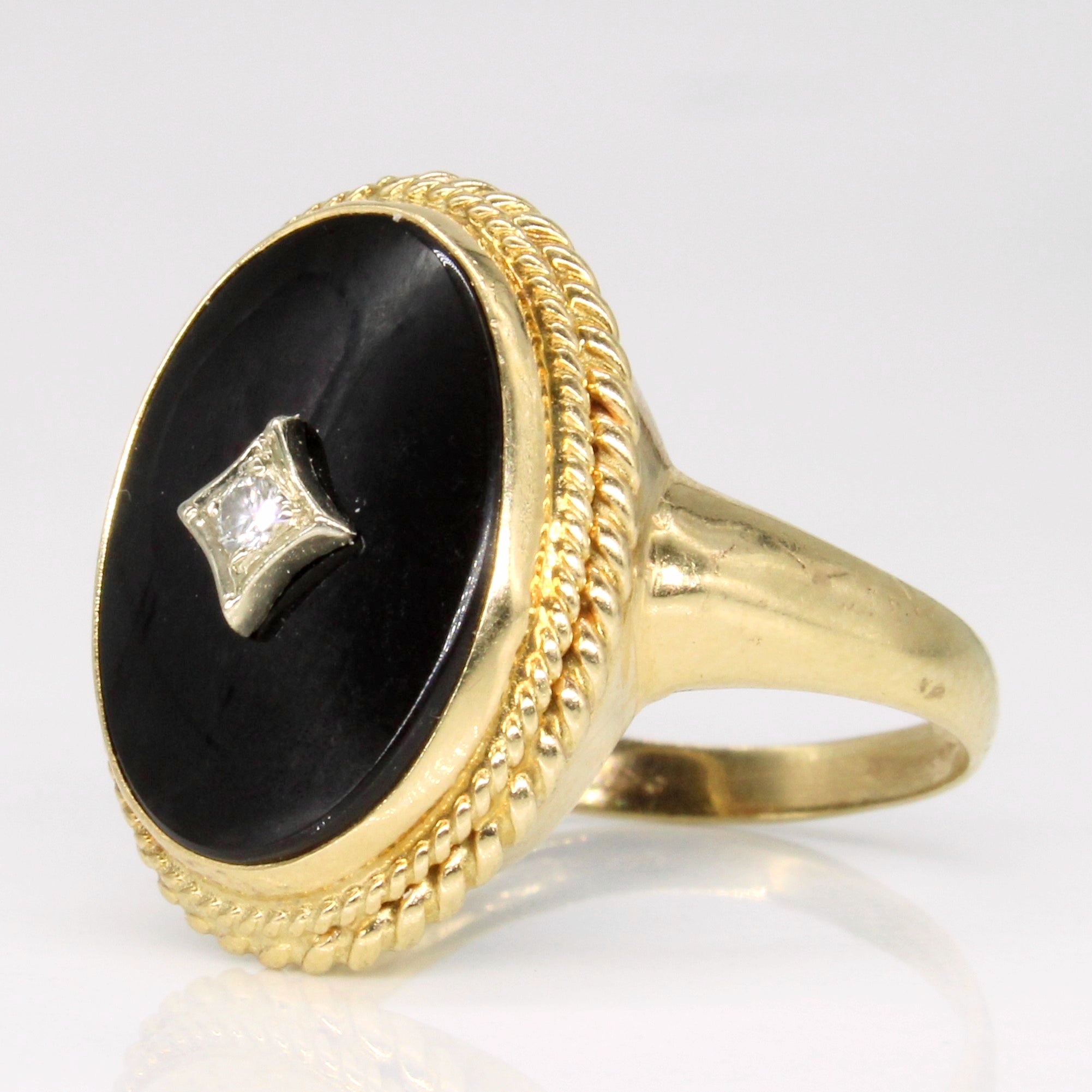 Onyx & Diamond Cocktail Ring | 2.60ct, 0.03ct | SZ 5.75 |