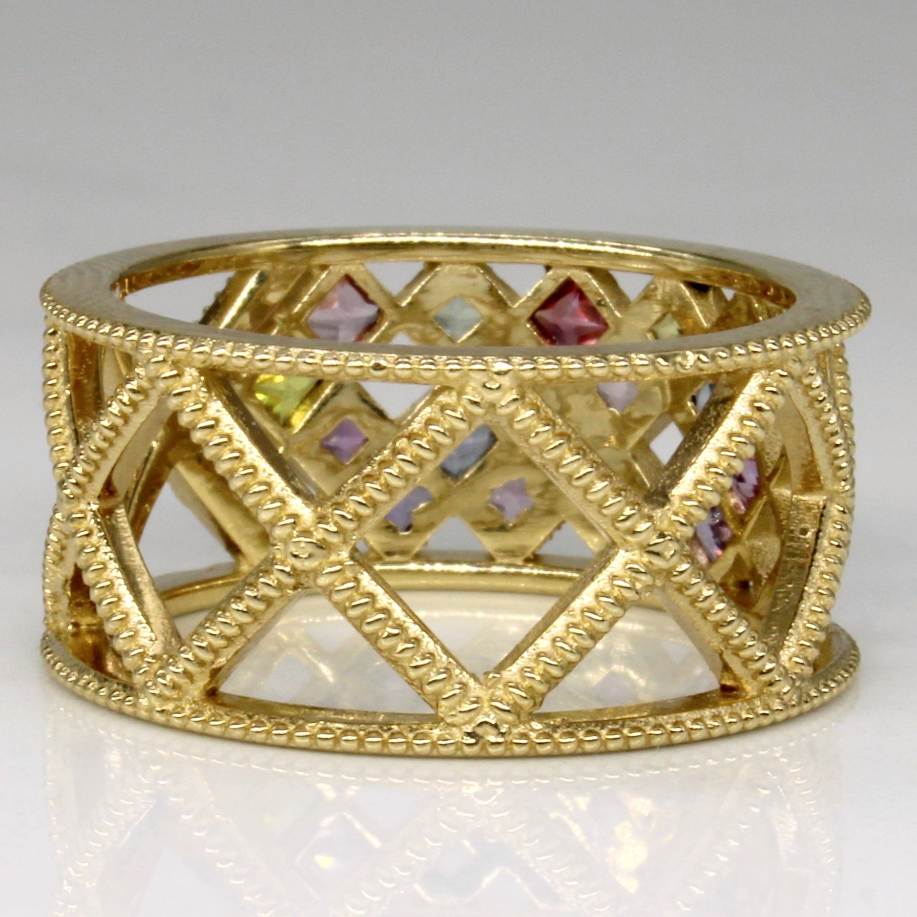 Multi Colour Sapphire Lattice Ring | 1.00ctw | SZ 7.75 |