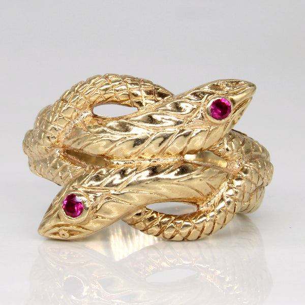 Synthetic Ruby Snake Ring | 0.05ctw | SZ 7.75 |