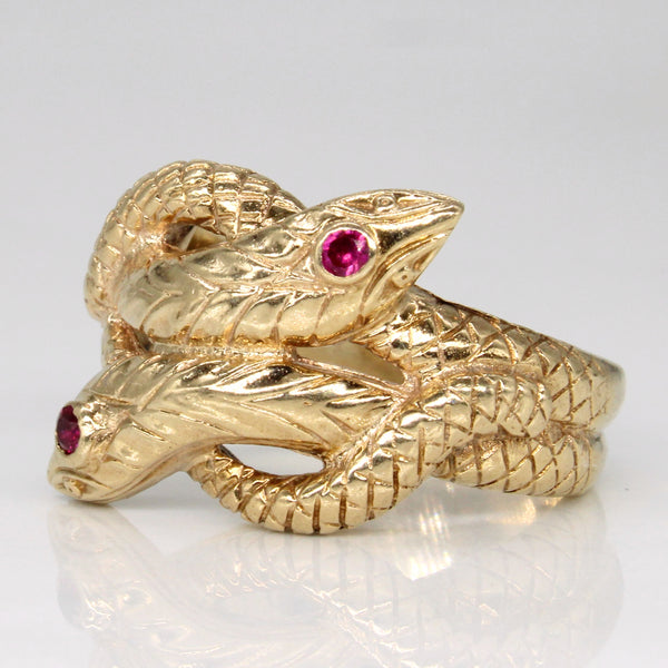 Synthetic Ruby Snake Ring | 0.05ctw | SZ 7.75 |