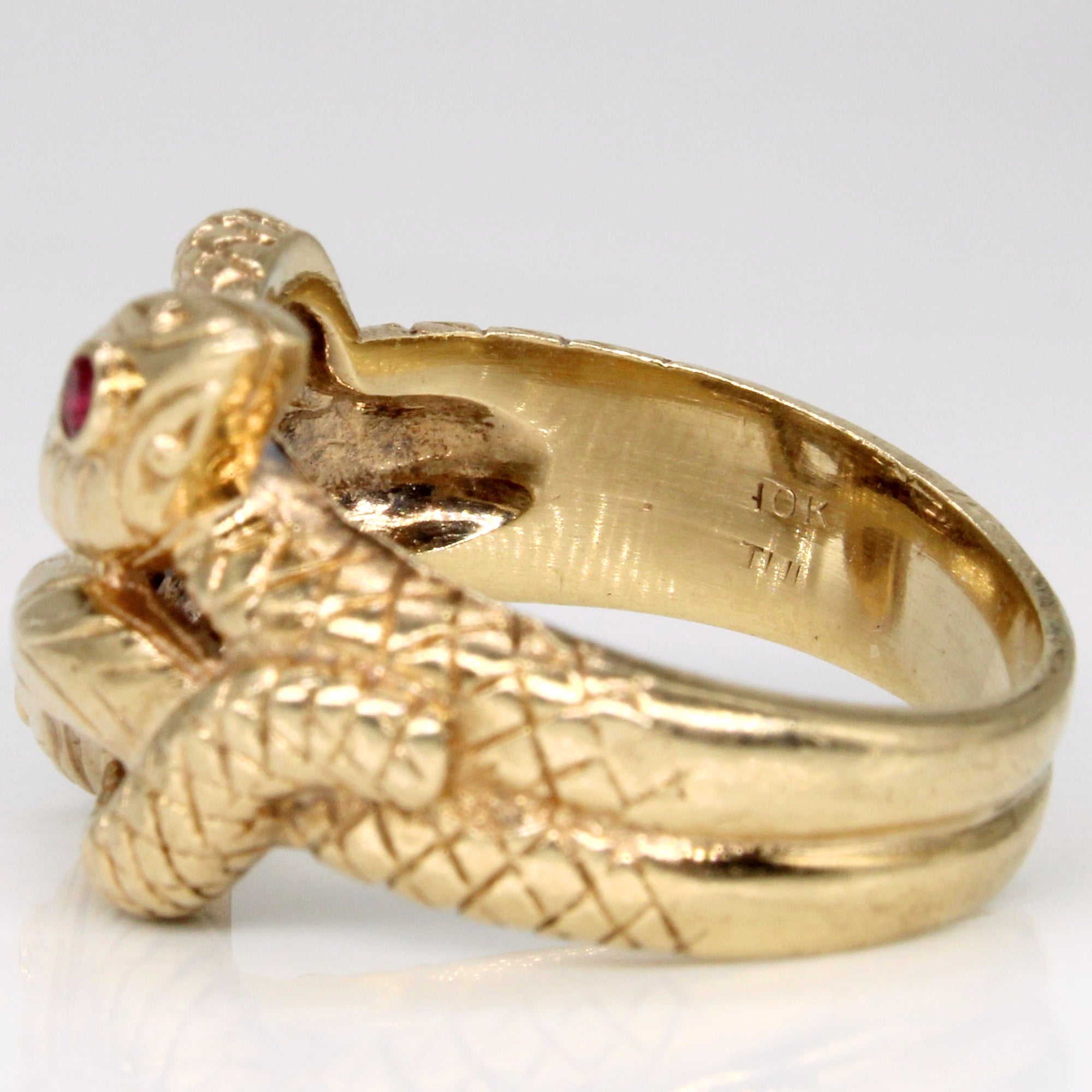 Synthetic Ruby Snake Ring | 0.05ctw | SZ 7.75 |