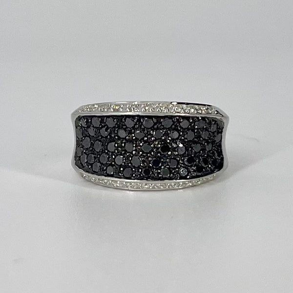 Black and Near Colourless Diamond Ring | 0.95 cwt | SZ 6