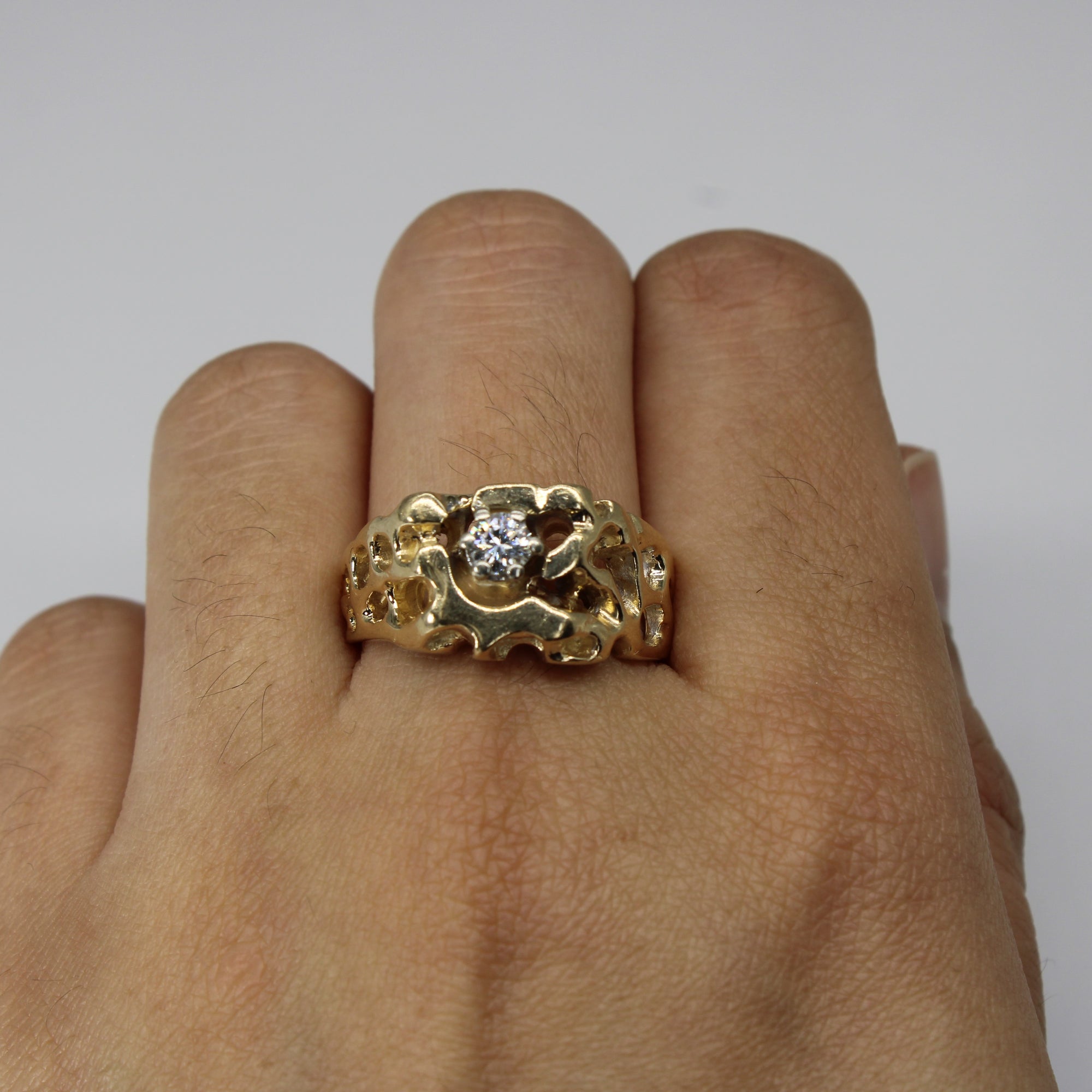 Solitaire Diamond Textured 10k Ring | 0.23ct | SZ 9.5 |