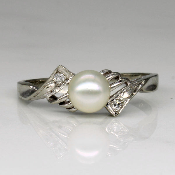Pearl & Diamond Ring | 0.02ctw | SZ 7.5 |