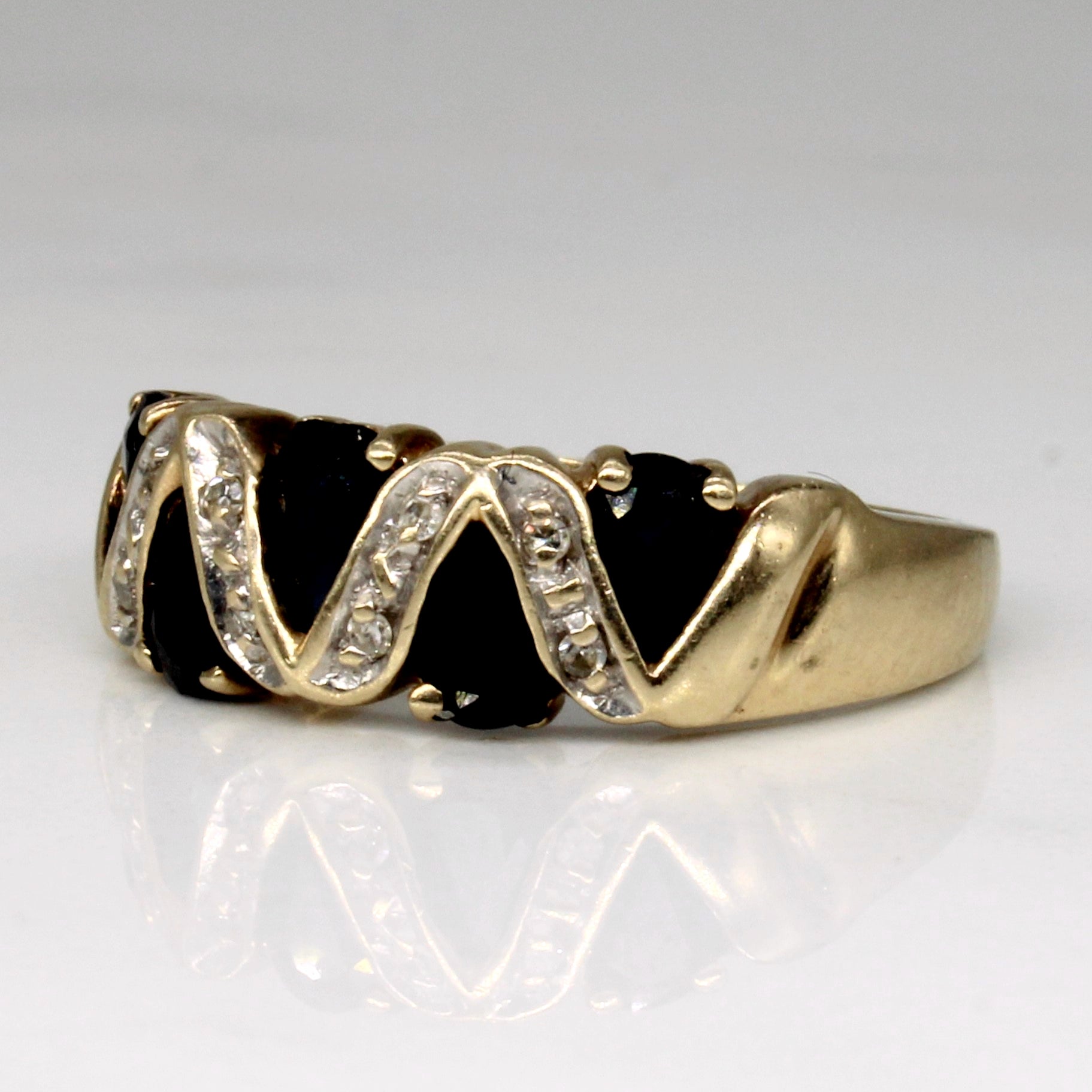 Bague saphir et diamants | 1,25 ct, 0,03 ct | Taille 6,5 | 