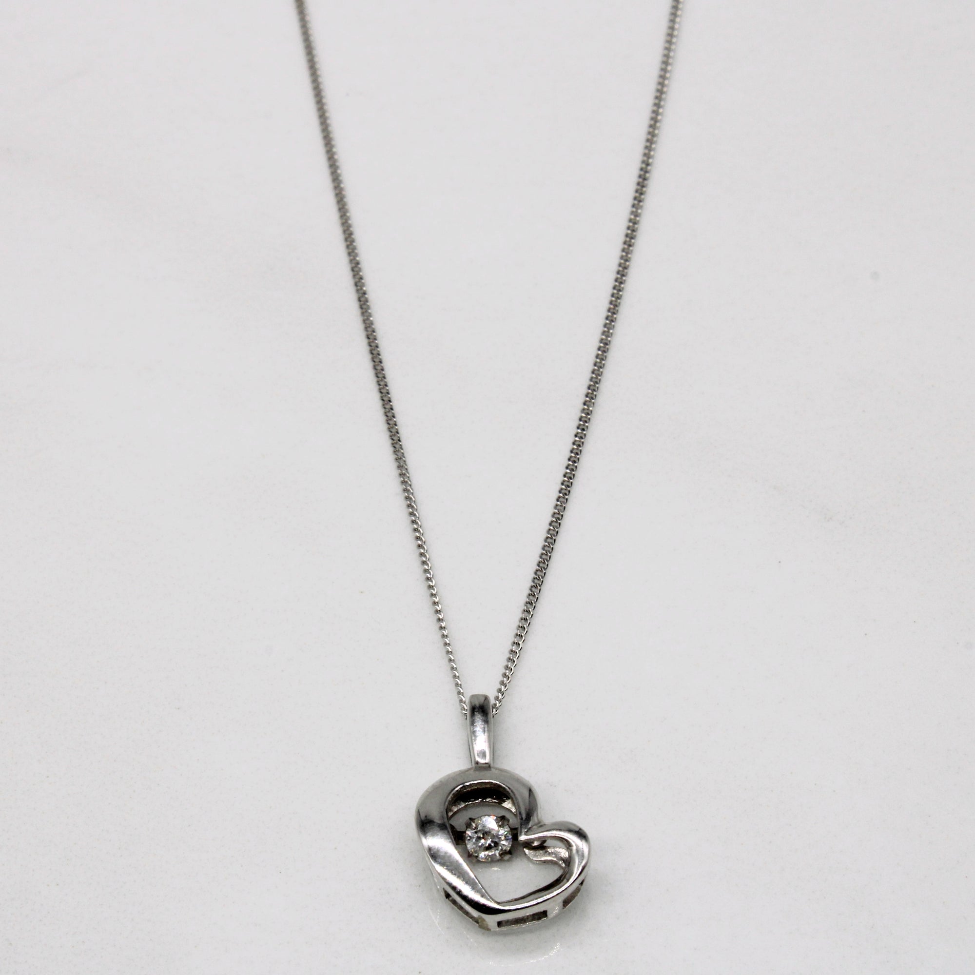 Floating Diamond Heart Pendant & Necklace | 0.05ct | 18
