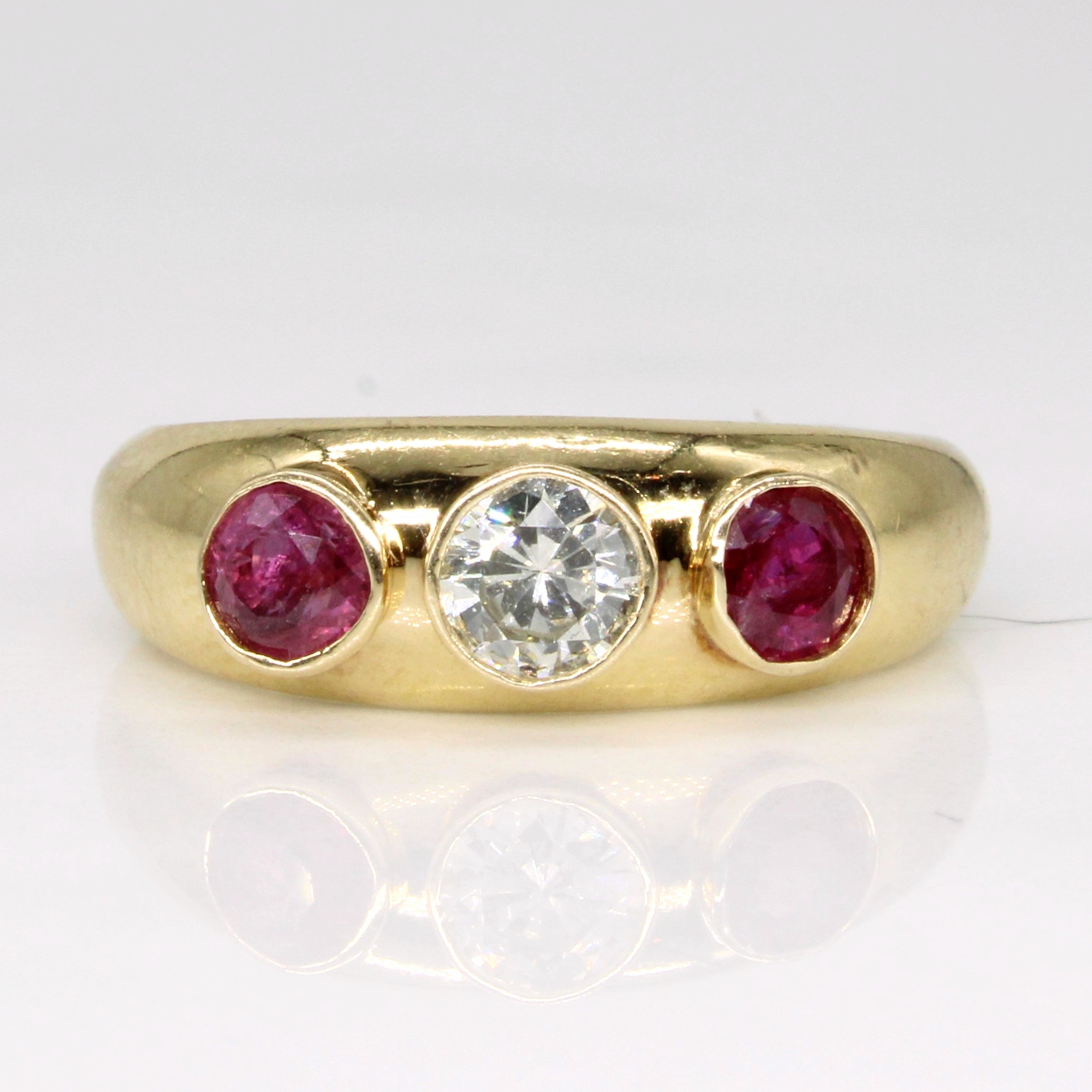 Ruby & Diamond Bezel Set Ring | 0.60ctw, 0.32ct | SZ 7 |