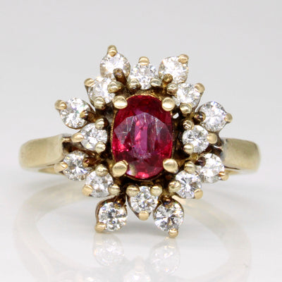Ruby & Diamond Halo Ring | 0.70ct, 0.52ctw | SZ 5.25 |