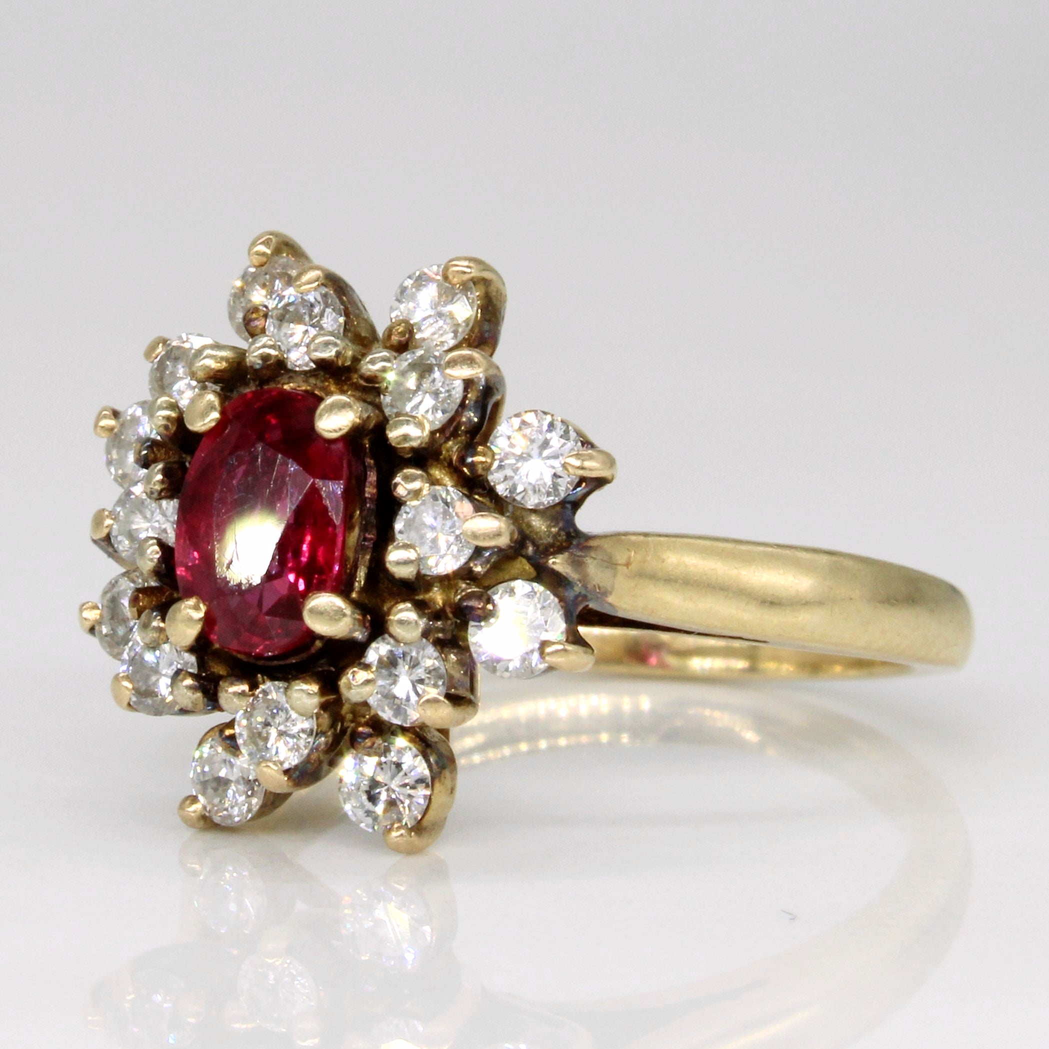 Ruby & Diamond Halo Ring | 0.70ct, 0.52ctw | SZ 5.25 |