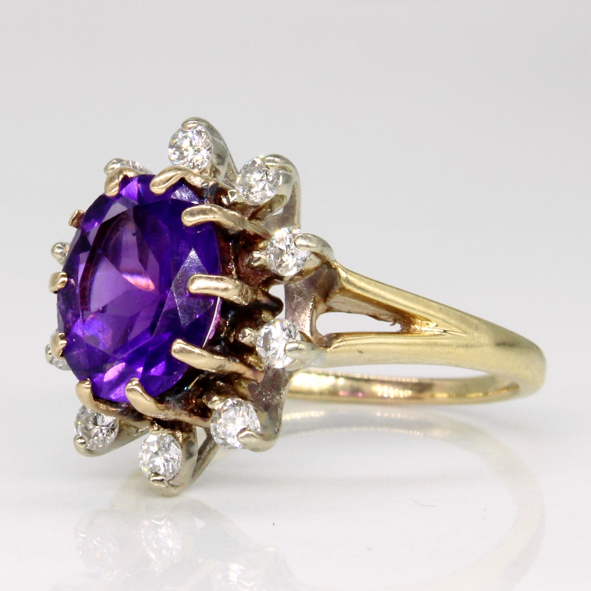 Amethyst & Diamond Halo Ring | 1.90ct, 0.25ctw | SZ 5 |