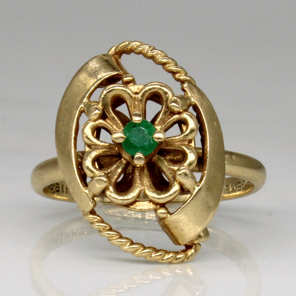 'Birks' Emerald Flower Ring | 0.07ct | SZ 5.75 |