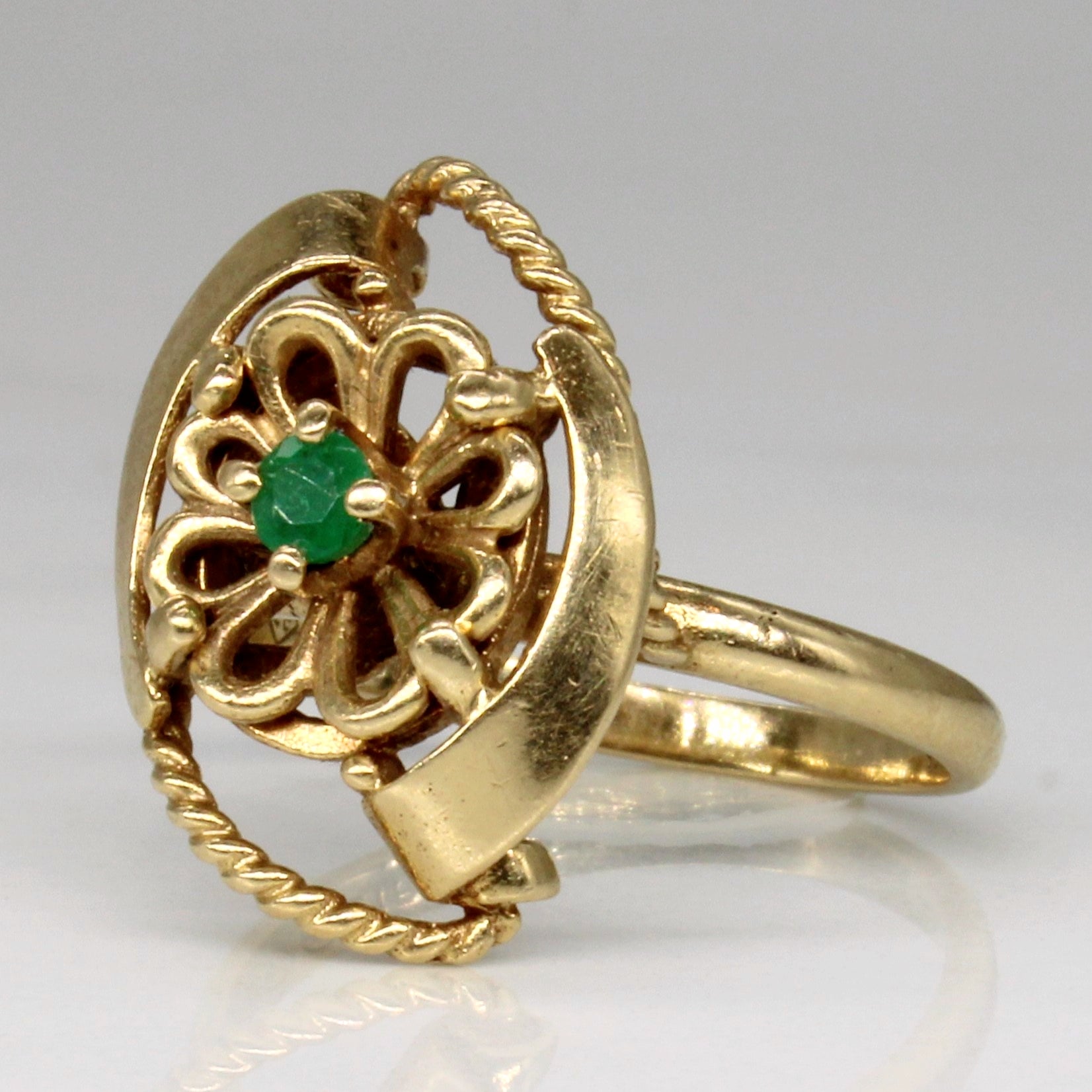 Birks' Emerald Flower Ring | 0.07ct | SZ 5.75 |