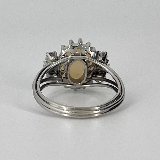 Vintage White Opal and Diamond Cocktail Ring | 2.23 ct, 0.51 ctw | SZ 7.25