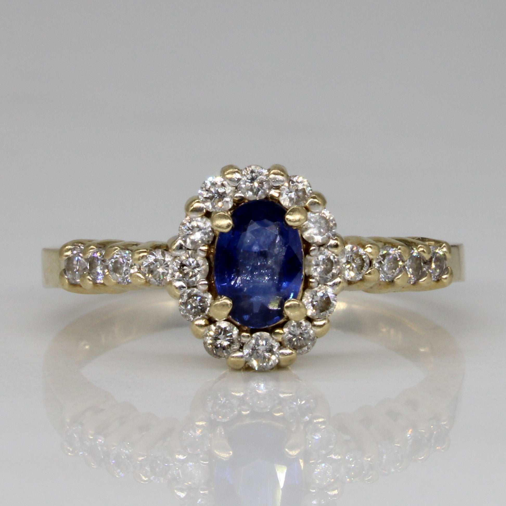 Bague saphir et diamants | 0,50 ct, 0,30 ct au total | Taille 6,75 | 