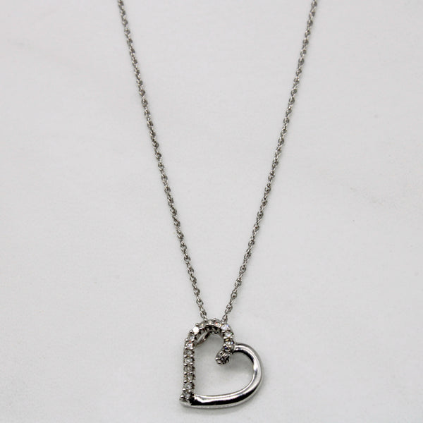 Diamond Heart Shaped Pendant Necklace | 18