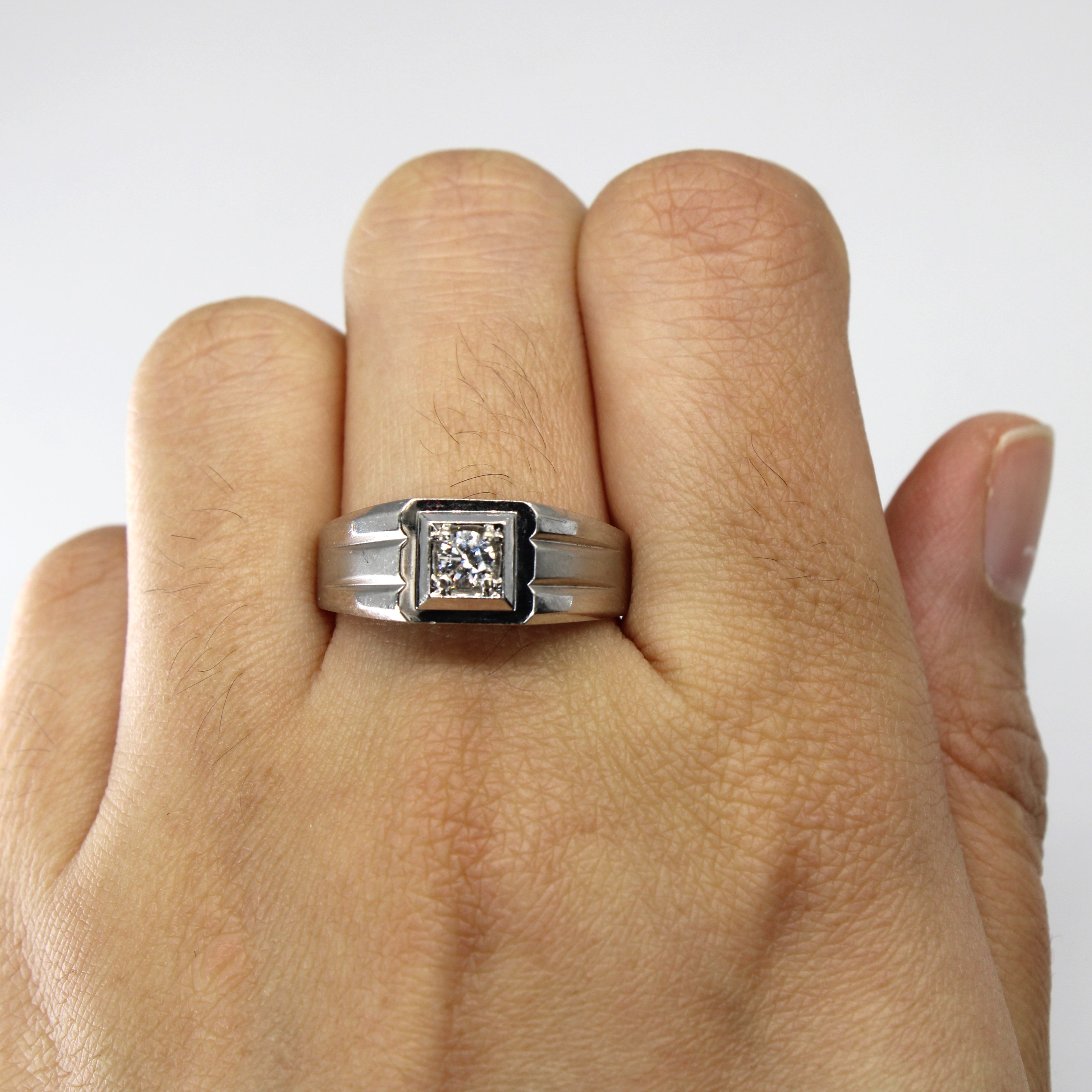 Solitaire Diamond White Gold 18k Ring | 0.19ct | SZ 9.5 |