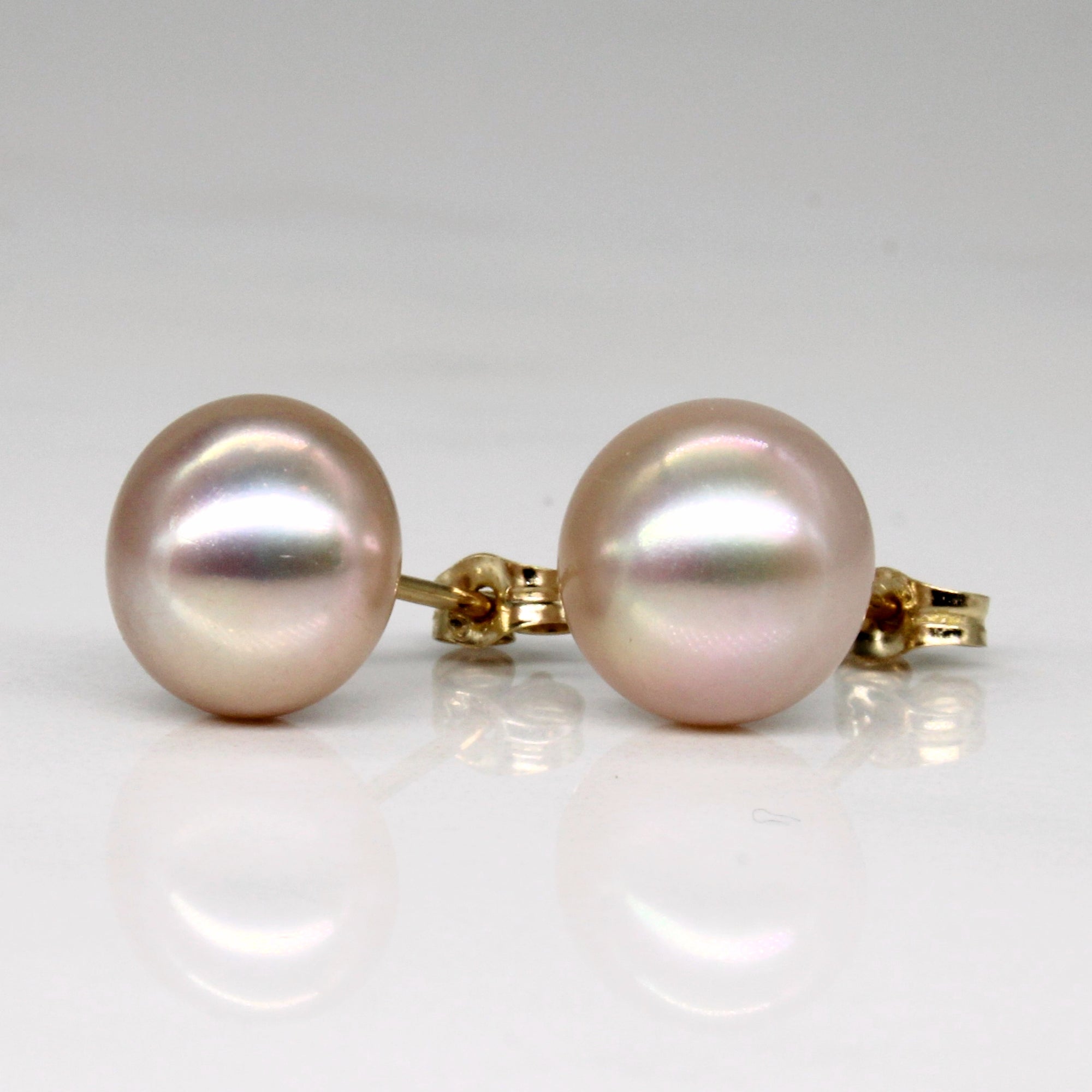 Button Pearl Stud Earrings