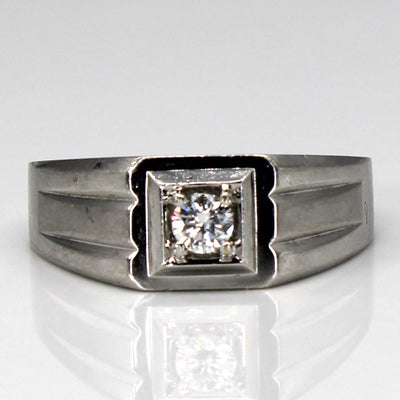 Solitaire Diamond White Gold 18k Ring | 0.19ct | SZ 9.5 |