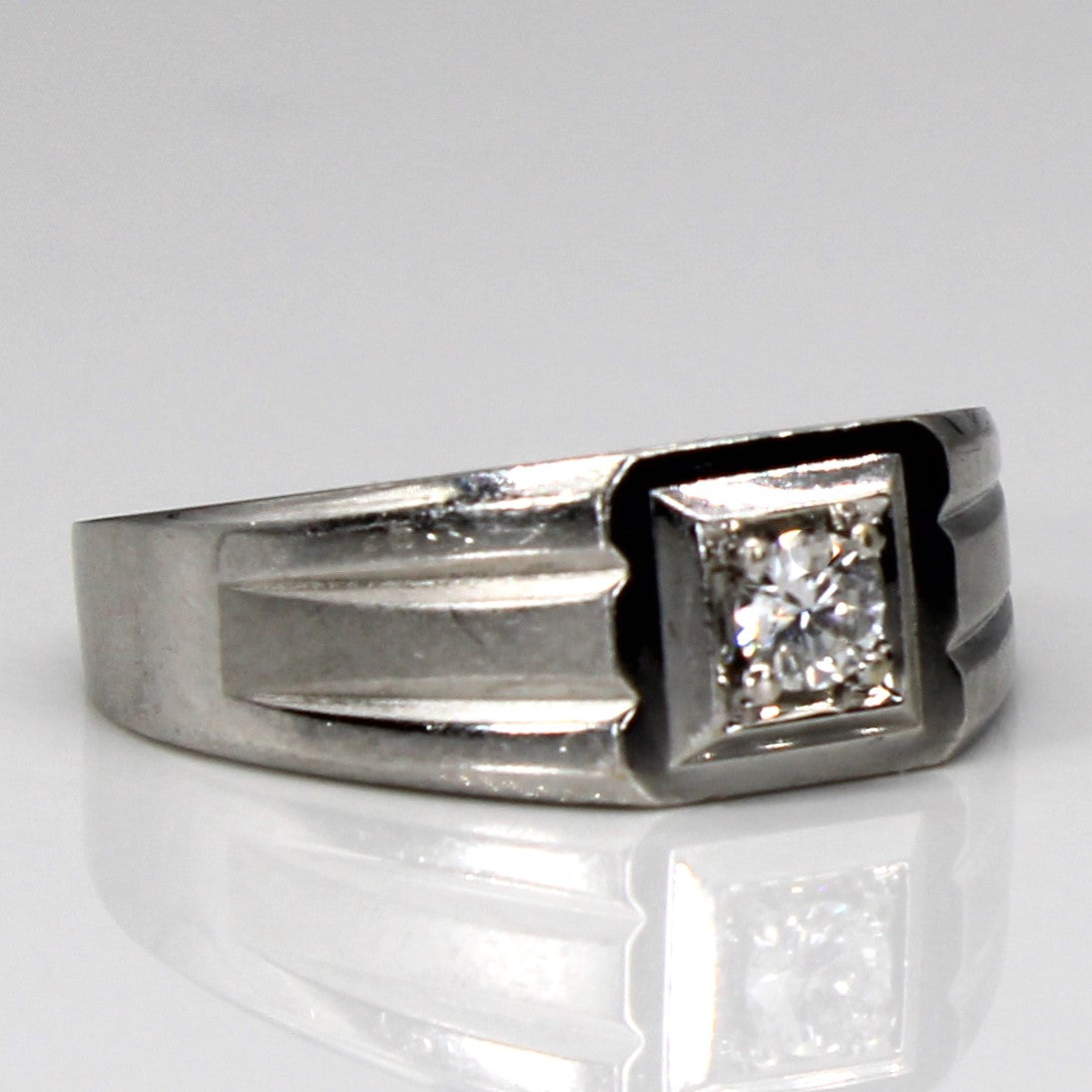 Solitaire Diamond White Gold 18k Ring | 0.19ct | SZ 9.5 |