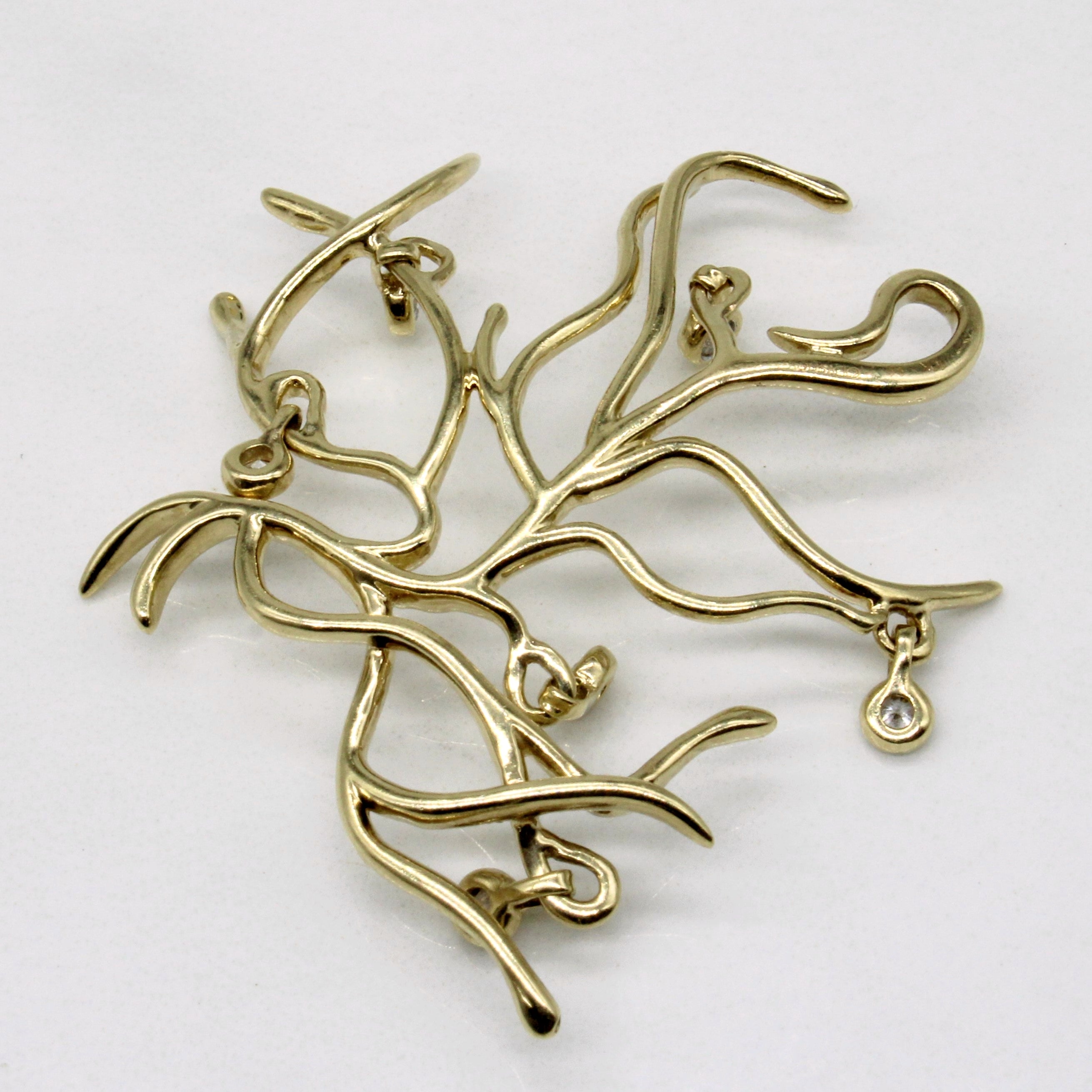 Pendentif Branche Diamant Or 10 carats | 0,18 ct au total | 