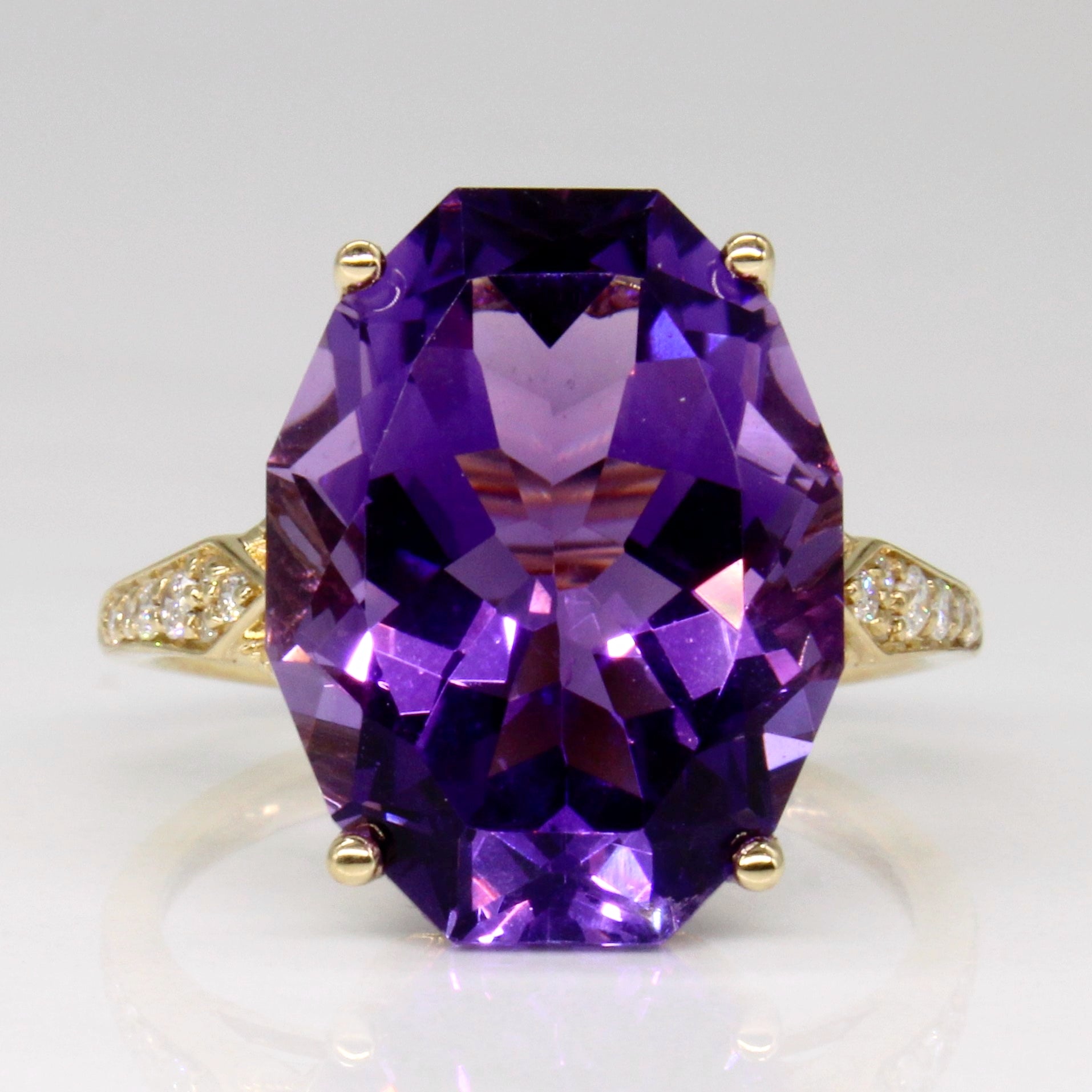 Amethyst & Diamond Cocktail Ring | 8.50ct, 0.10ctw | SZ 7.25 |