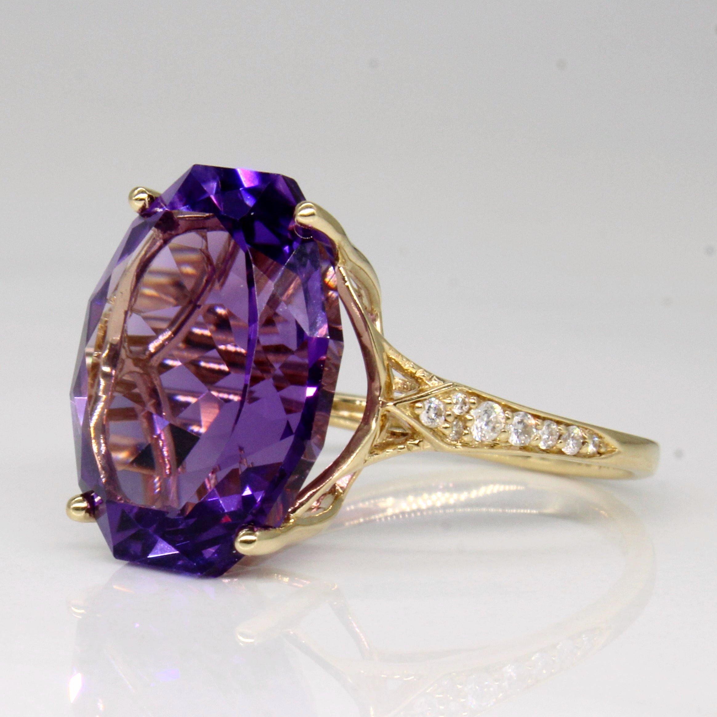 Amethyst & Diamond Cocktail Ring | 8.50ct, 0.10ctw | SZ 7.25 |