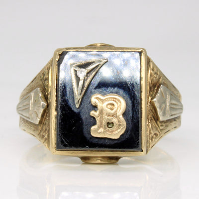 Hematite & Diamond 'B' Initial Ring | 4.50ctm 0.01ct | SZ 11.5 |