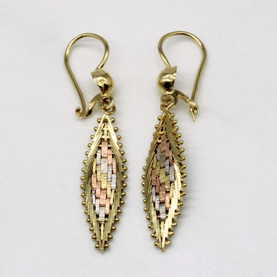 14k Tri Tone Gold Drop Earrings