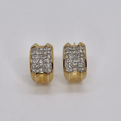 Invisible Set Princess Cut Diamond Earrings | 3.52 ctw