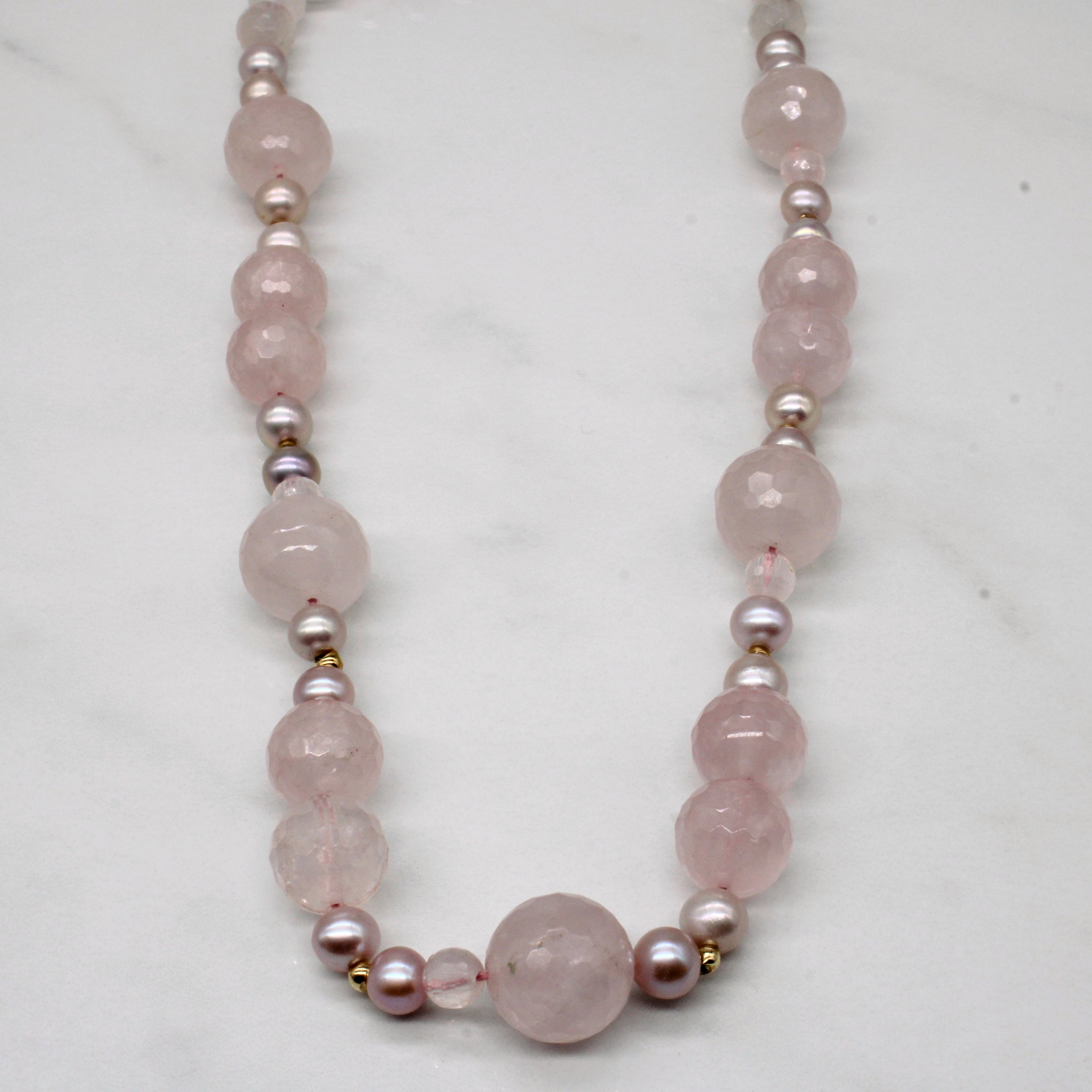 Rose Quartz & Rose Pearl Necklace | 250.00ctw | 18" |