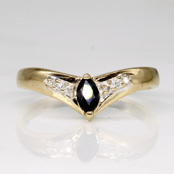 Sapphire & Diamond Chevron Ring | 0.16ct, 0.03ctw | SZ 7.5 |