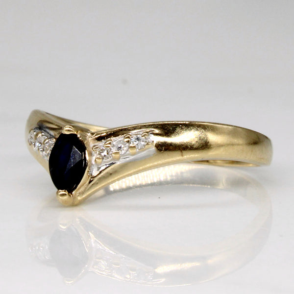 Sapphire & Diamond Chevron Ring | 0.16ct, 0.03ctw | SZ 7.5 |
