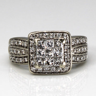 Halo Cluster Diamond 14k Ring | 1.09ctw | SZ 6.75 |
