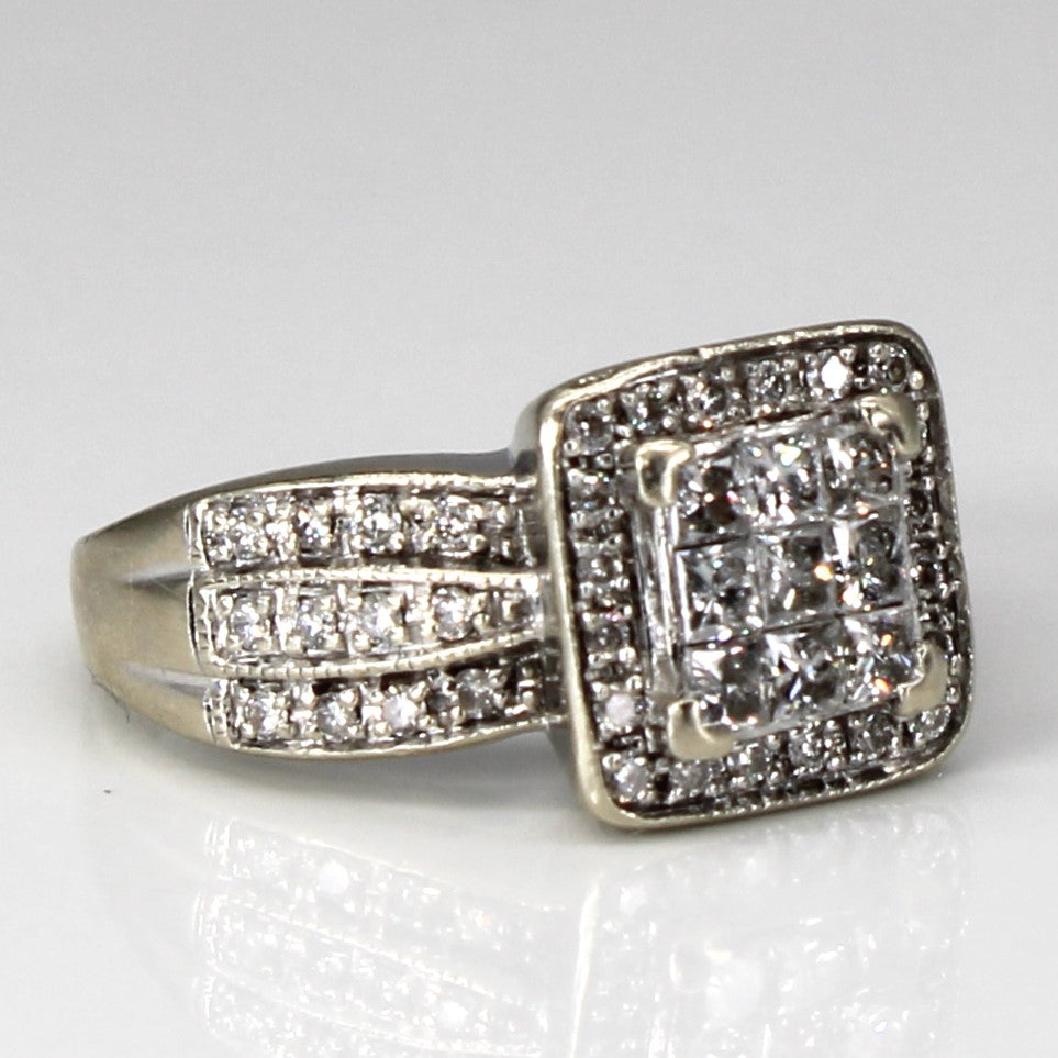Halo Cluster Diamond 14k Ring | 1.09ctw | SZ 6.75 |