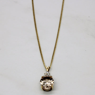 Peach Topaz & Diamond Pendant Necklace | 5.15ct, 0.09ctw | 18